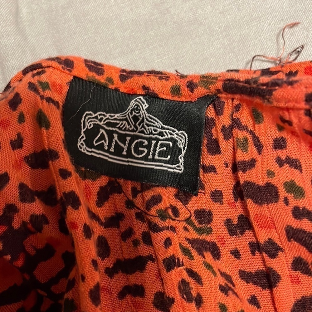Angie Maxi Dress Med Coral Orange Kimono Animal Print Bohemian Comfortable - Picture 13 of 13